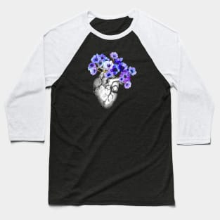 Blue Anemones Heart Human Anatomy Baseball T-Shirt